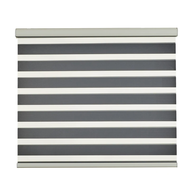 Persilux Cordless Zebra Blinds for Indoor Windows, Free-Stop Cordless, Light Filtering Sheer Shades Dual Layer for Day and Night, Roller Shades for Home (34.25" W X 64" H, Grey)
