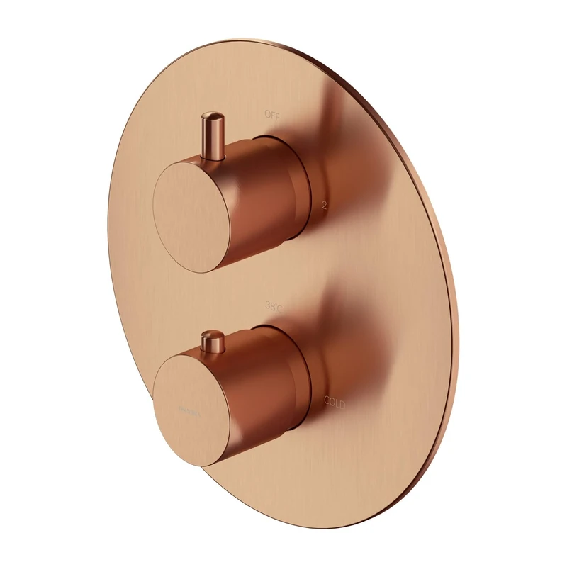 Omnires Y1236ROCPB Surface Element of The Thermostatic Shower and Bath tap which is Mount Under The Plaster Y-Brushed copper-Y1236ROCPB, Copper