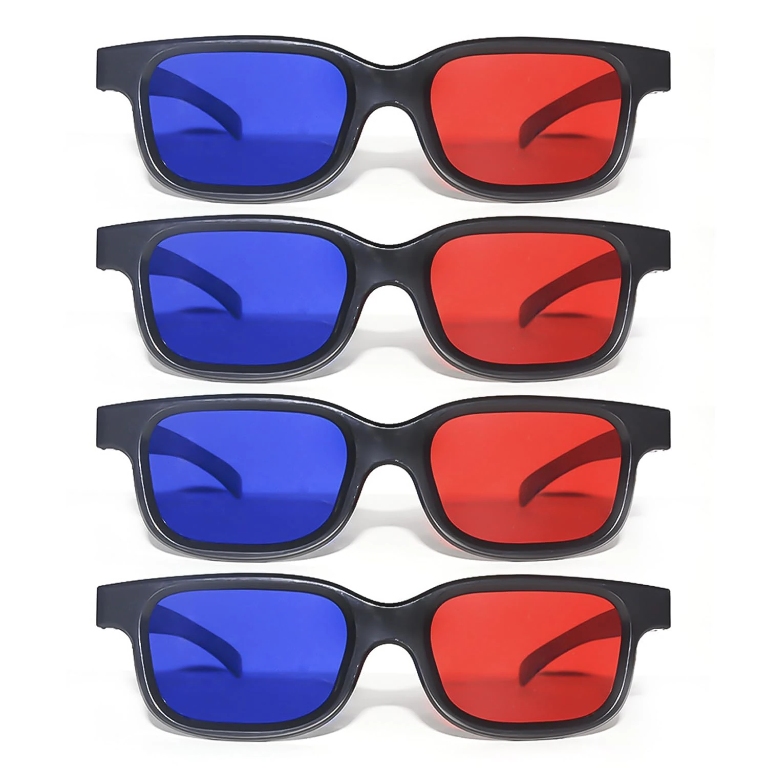 XMNIVATE 4 Pieces 3D Tv Glasses, Red And Blue 3D Glasses, 3D Glasses For Watching Movies, 3D Glasses For Computer Games, Portable 3D Glasses