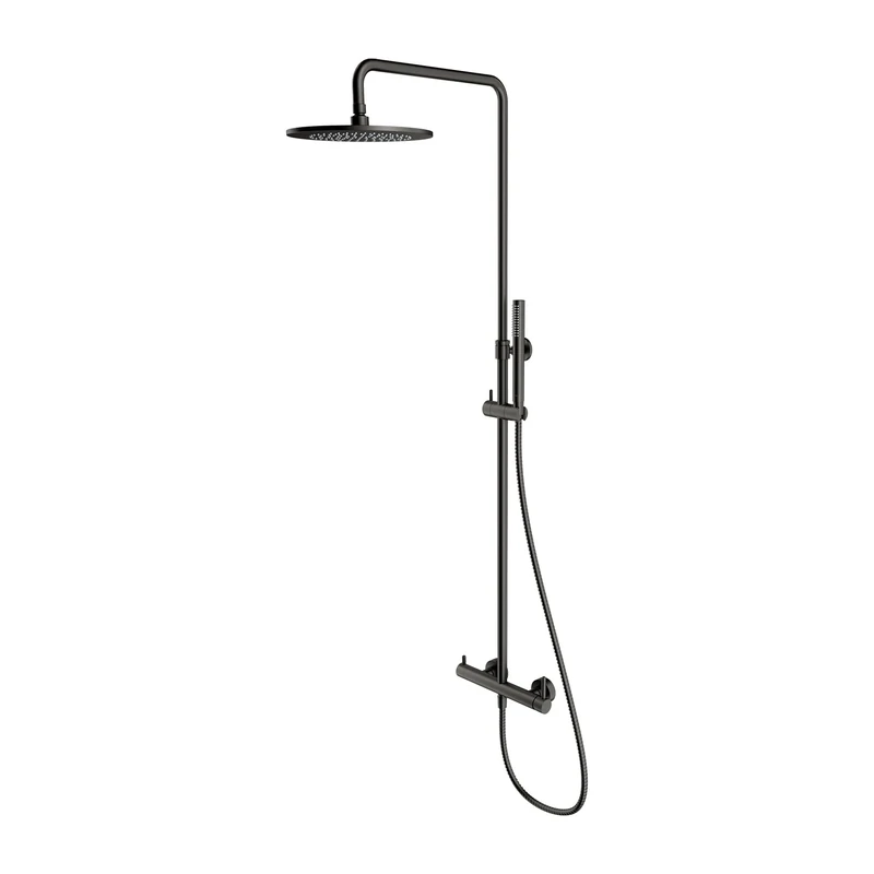 Omnires Y1244MGR Shower System which is Mount on The Plaster Y-graphite-Y1244MGR, Graphite