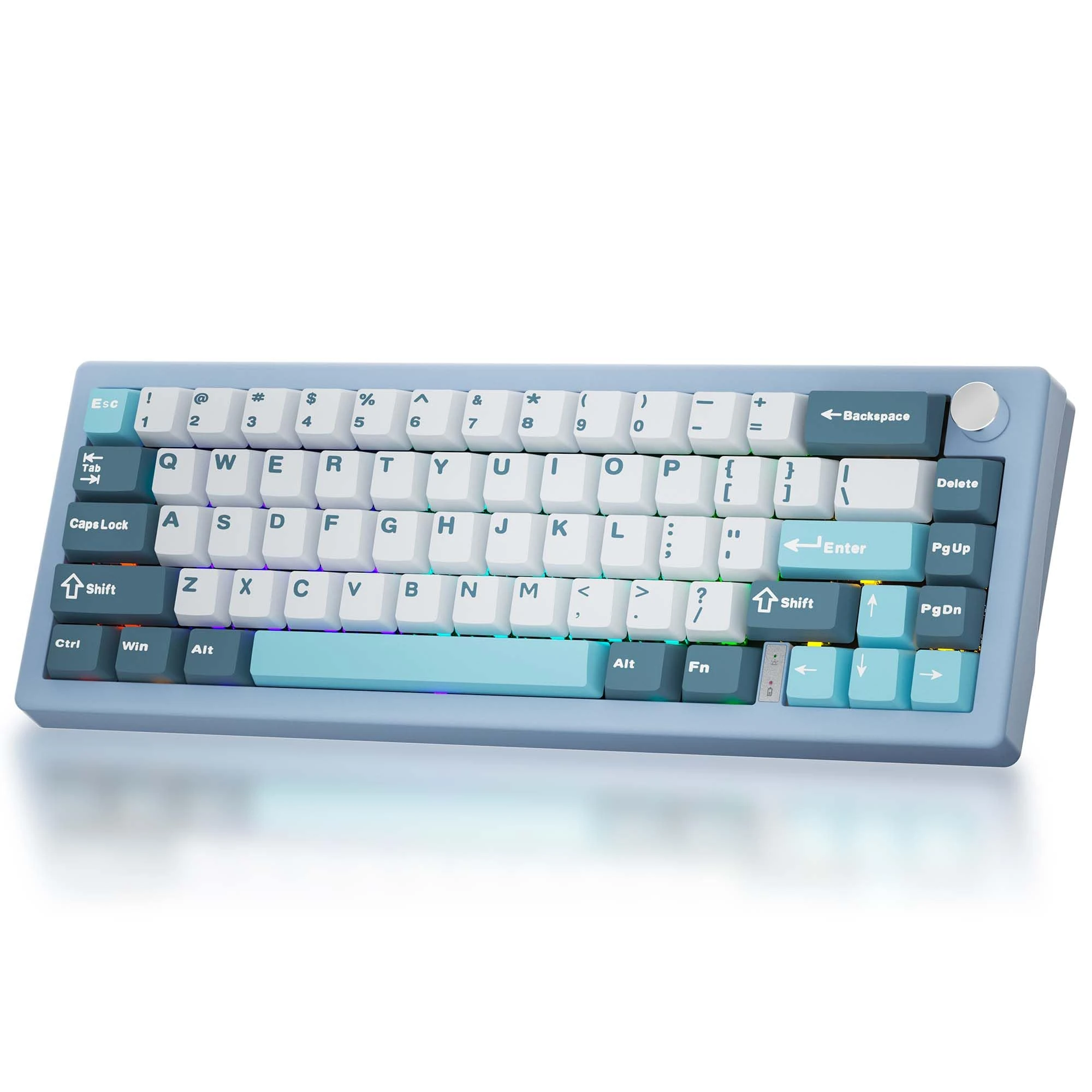 BOYI GMK67-65% Mechanical Keyboard,Gasket-Mounted HotSwap BT5.0/Type-C/2.4G Wireless South-facing RGB,Cherry Profile PBT Keycaps Linear Lubed Switches Custom Gaming Keyboard (Blue)