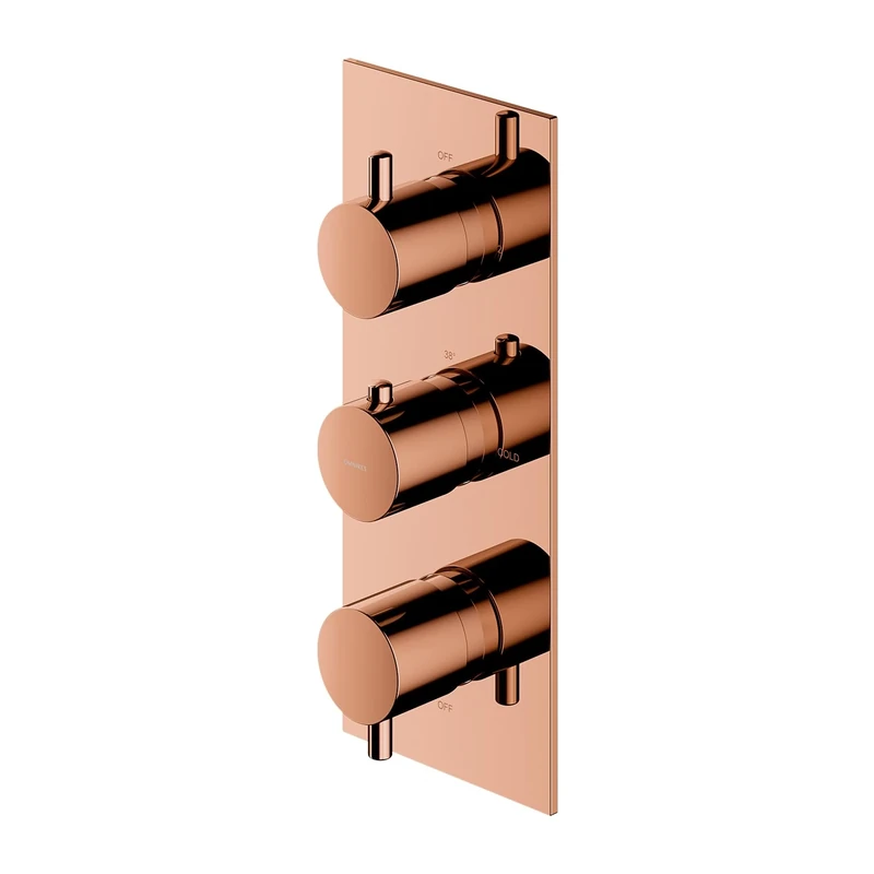Omnires Y1238/KROCP Y-copper-Y1238/KROCP Surface Element of The Thermostatic Shower and Bath tap which is Mount Under The Plaster Y-Brushed copper-Y1238/KROCPB, Copper