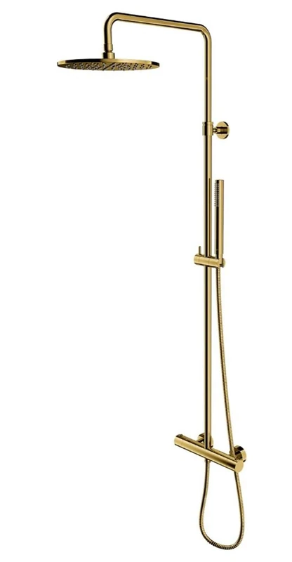 Omnires Y1244SUGLB Thermostatic Shower System which is Mount on The Plaster Y-Brushed gold-Y1244SUGLB, Gold