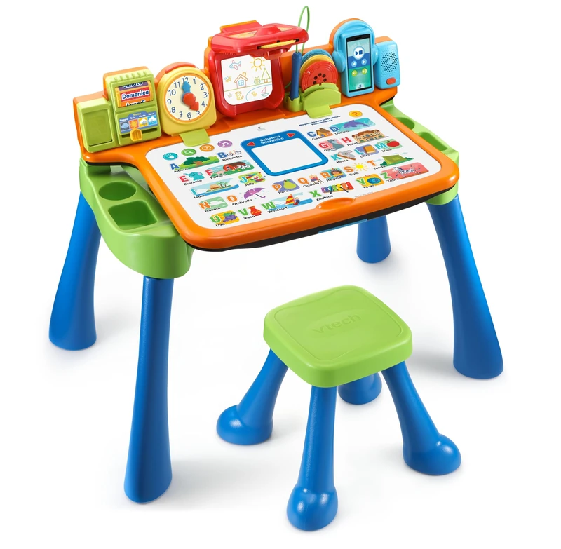 VTech Magico ToccaImpara Interactive Table, 5 in 1 Multi-Activity Children's Table, Projector Function, Learn to Write and Draw, Easel for Children, Italian Language, 3-6 Years Old
