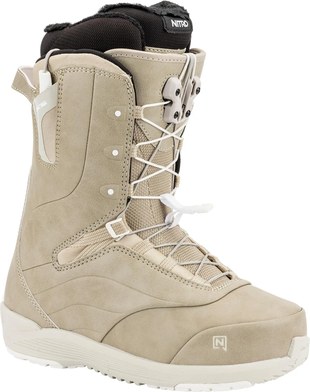 Nitro Women's Crown Tls Lightweight Snowboard Boot with Quick Lacing System, Allround Freestyle Freeride Soft Boot, Sand, 25