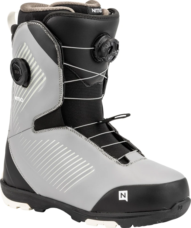 Nitro Men's Club Boa Dual All Mountain Freeride Freestyle Quick Lacing System Boat Snowboard Boat, Charcoal-Black, 28