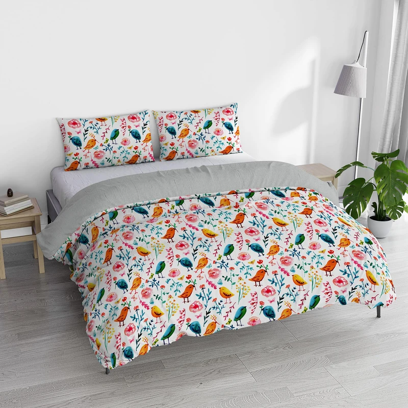 Italian Bed Linen Watercolor Duvet Cover Set with Digital Print, Double, WT 09