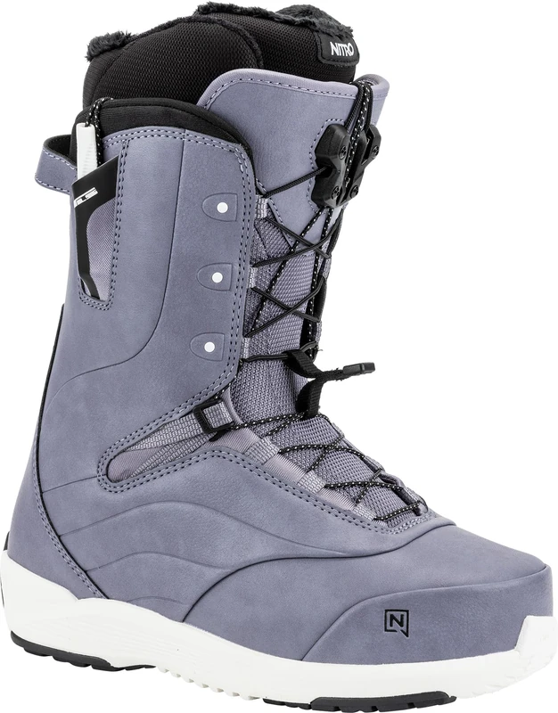 Nitro Women's Crown TLS Lightweight Snowboard Boot with Quick Lacing System, Allround Freestyle Freeride Soft Boot, Lilac, 25