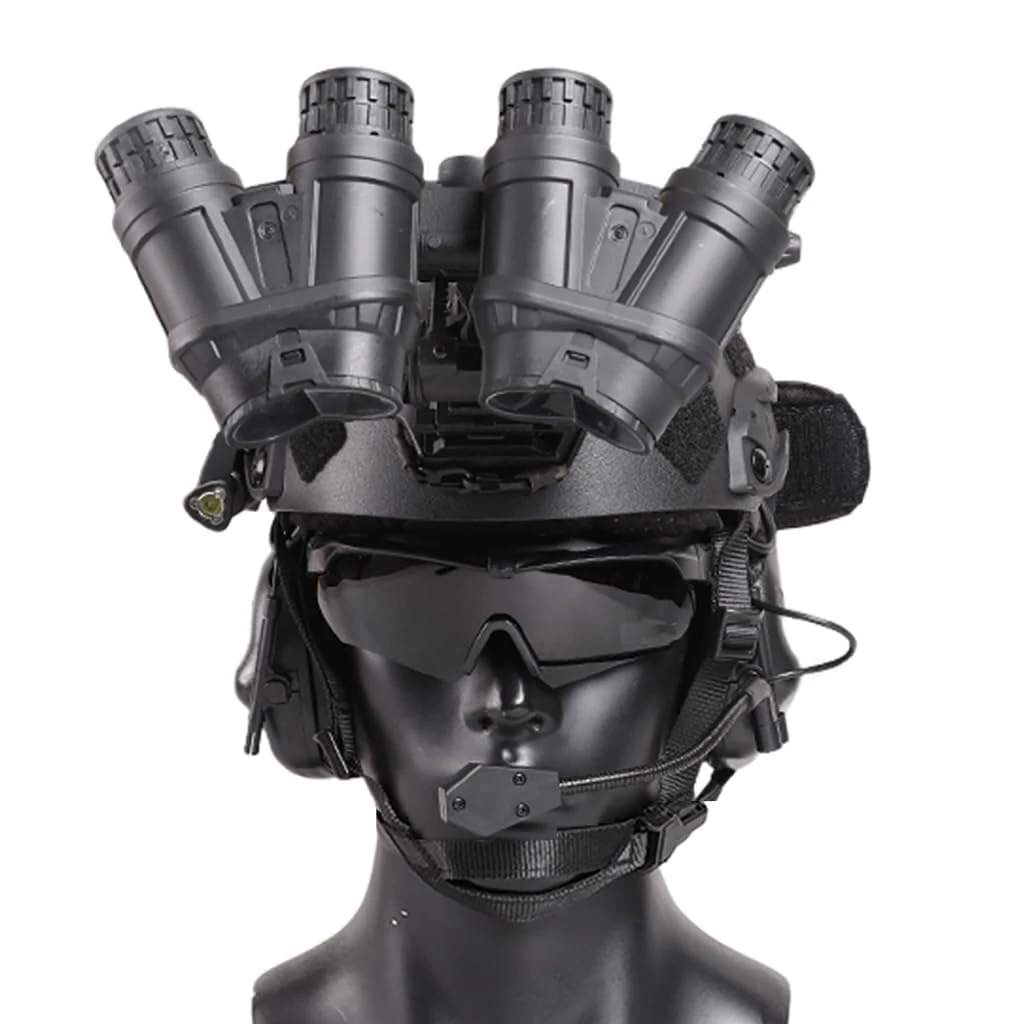 For Outdoor CS Paintball Hunting Cosplay SF Tactical Helmet Sets Fast Airsoft Helmet With Tactical Noise Canceling Headset & Goggles & Helmet Light & Metal L4G24 & Telescope Model(BKE)