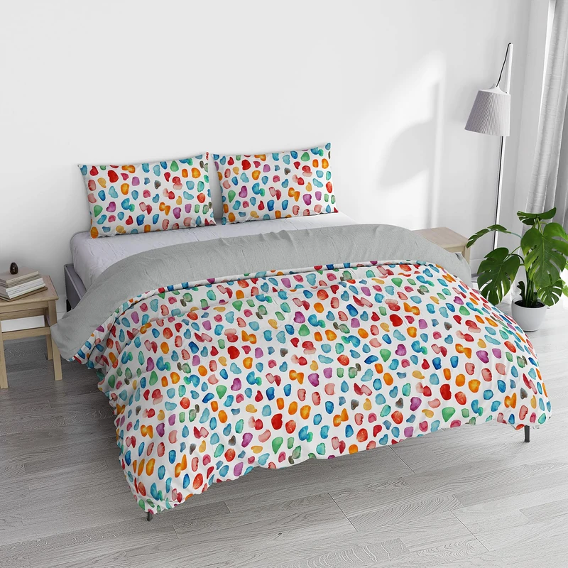 Italian Bed Linen Watercolor Duvet Cover Set with Digital Print, Double, WT 01