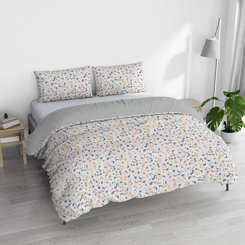 Italian Bed Linen Watercolor Duvet Cover Set with Digital Print, Double, WT 17