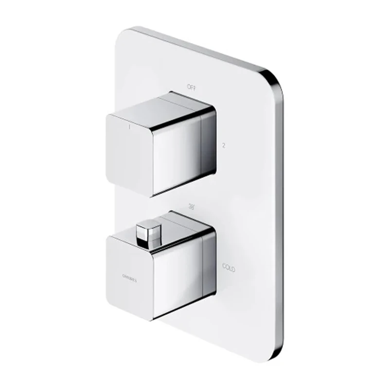 Omnires PM7436CRB Thermostatic Bathroom Shower and Bath tap which is Mount Under The Plaster Parma-chrome/white-PM7436CRB, Chrome/White