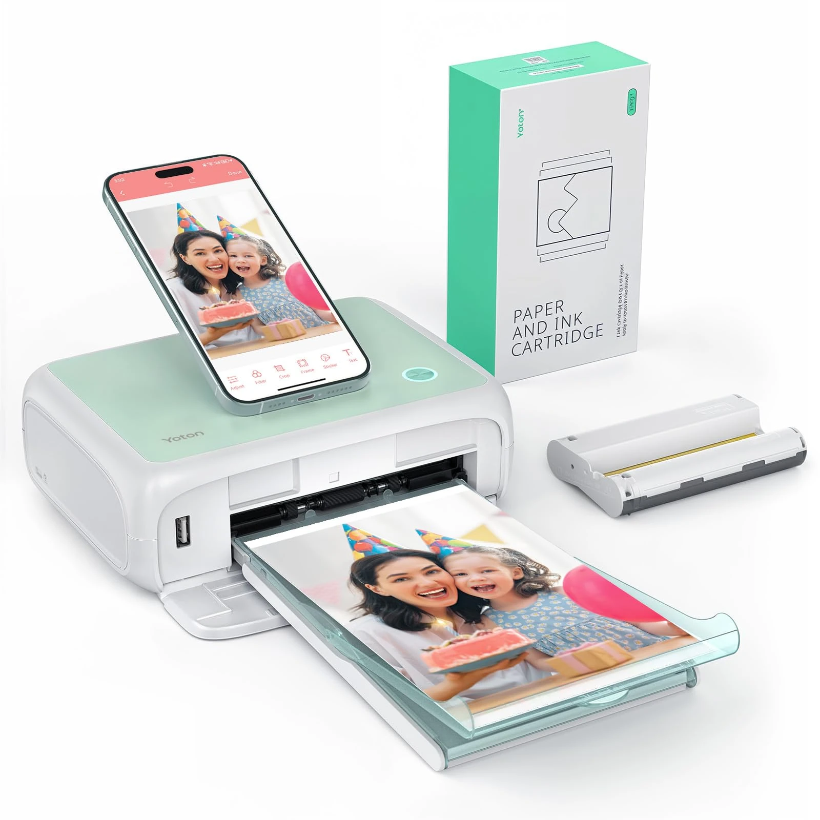 YOTON Photo Printer, Picture Printer with 54 Sheets Bundle (4"x6"), Support AR Video Printing, Wi-Fi Connection, High-Definition Dye-Sublimation, for iOS/Android/Laptop (Mac Not Supported)