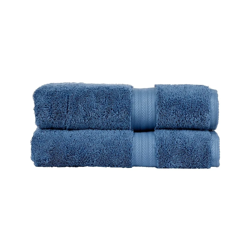 Christy Renaissance 2 Bath Towels Set | Denim Blue | 100% Egyptian Cotton Pile | Luxuriously Soft and Super Absorbent | 675 GSM | Plush Fluffy and Long Lasting