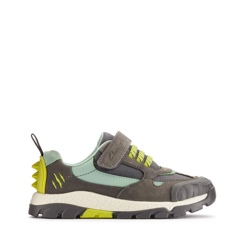 Clarks Steggy2 Park K Sneaker, Grey/Green, 11.5 UK