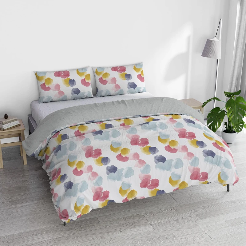 Italian Bed Linen Watercolor Duvet Cover Set with Digital Print, Double, WT 02