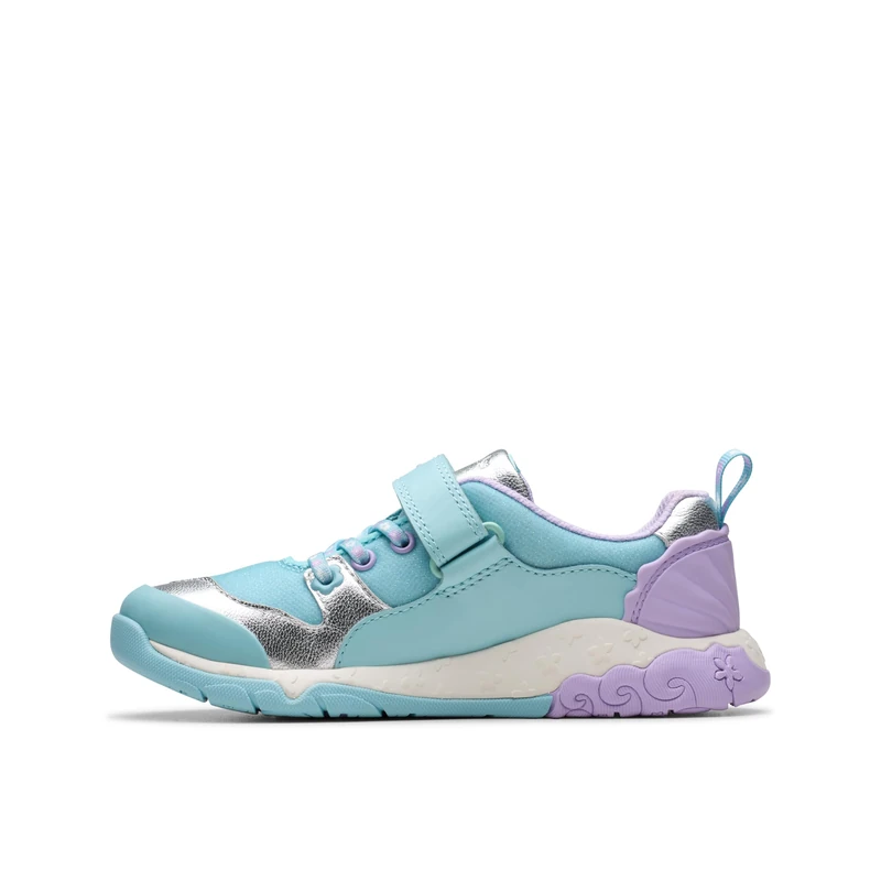 Clarks Girls Tidal Shell K. Sneaker, Light Blue Combi, 1 UK