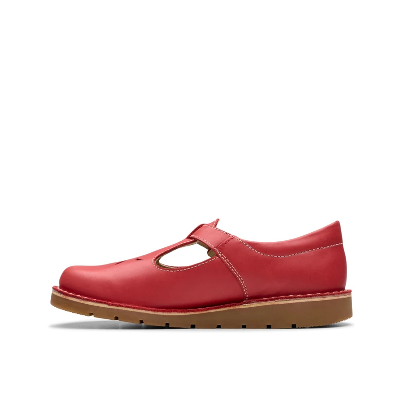 Clarks Girls Joyful Skip K. Ballet Flat, Red Leather, 9 UK