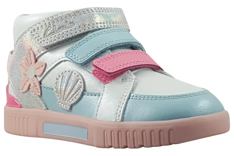 Clarks Girls Oslo Play K. Sneaker, Light Blue Multi, 8.5 UK