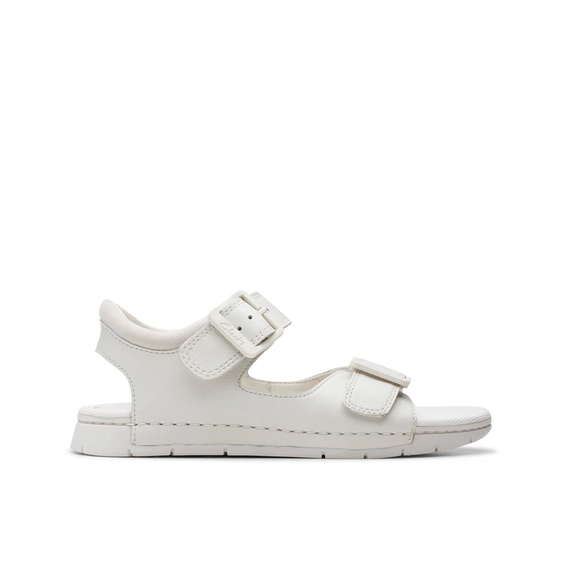 Clarks Premium Girls Baha Beach K. Flat Sandal, White, 3 UK