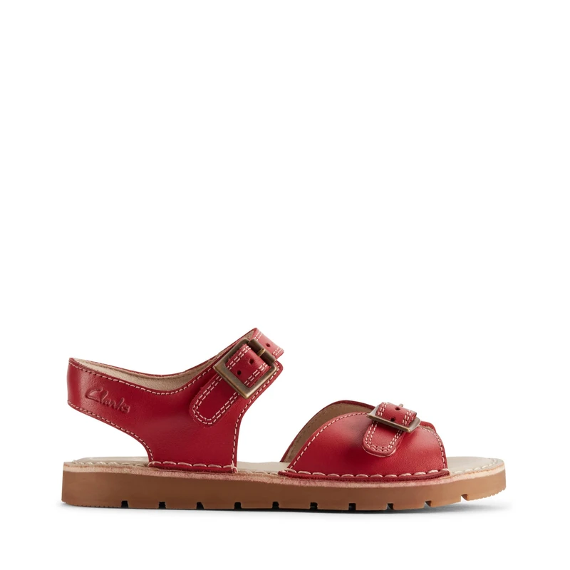 Clarks PlaysunReef K. Childrens Red Leather, 7.5