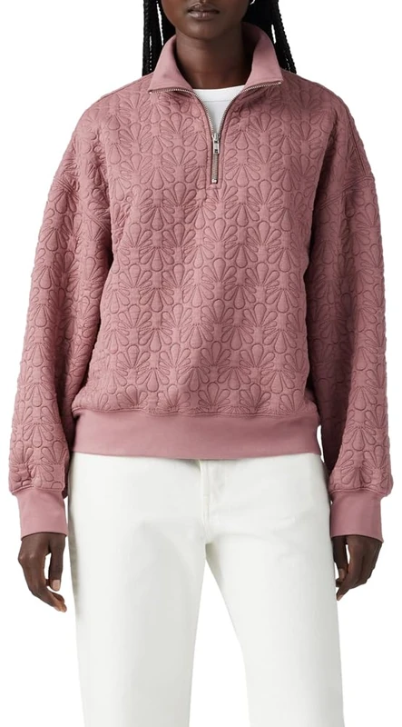 Levi's Women's Navarro Quilted 1/4 Zip Sweatshirt, Rose Taupe, S
