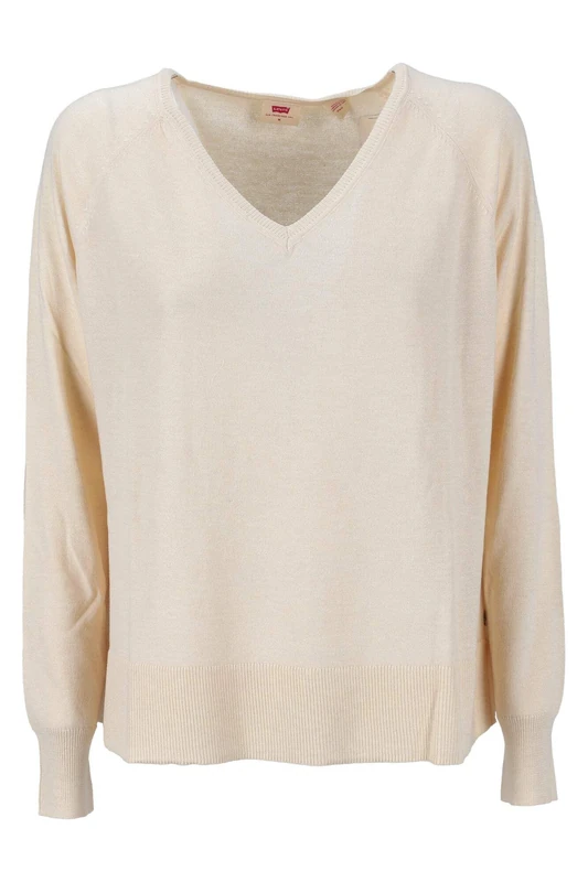 Levi's Women's Petal Vneck Sweater Pullover, White Swan, L