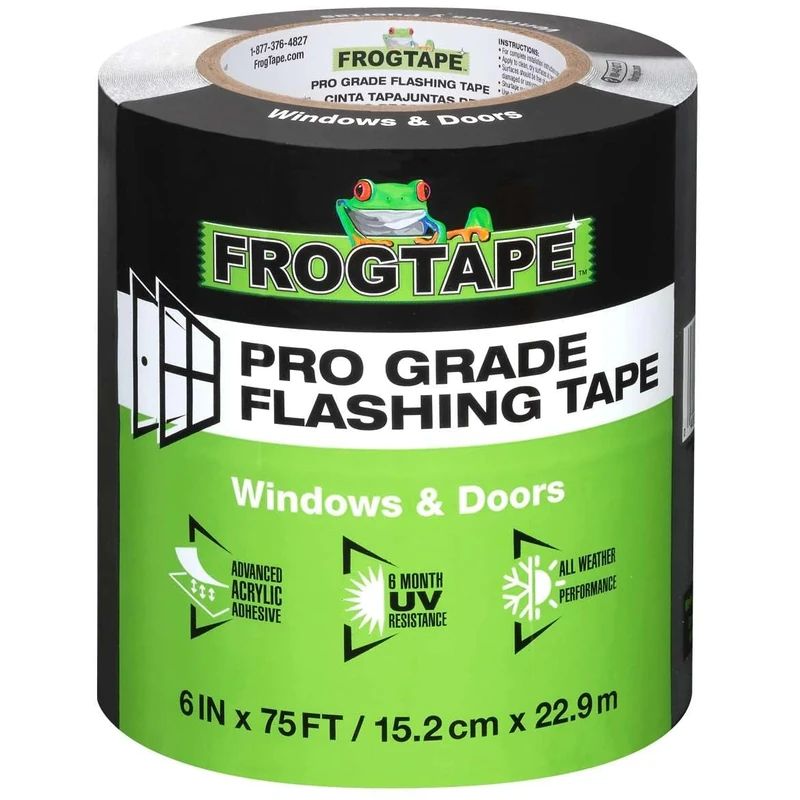 Frog Tape Pro Grade Flashing Tape for Windows & Doors - All Weather & UV Resistant Flashing Tape with Advanced Acrylic Adhesive 152mm x 22.9m