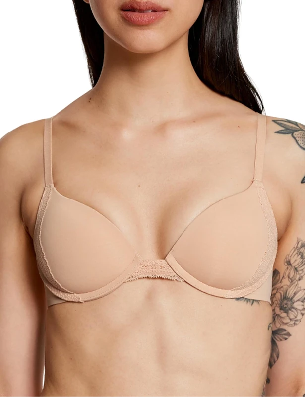 Pepper Push Up Bra | Lace Lift Up Bra, Zero Gaps, Silky Fabric, Underwire Lace Bras for Women, (30A-40B), Buff, 34A