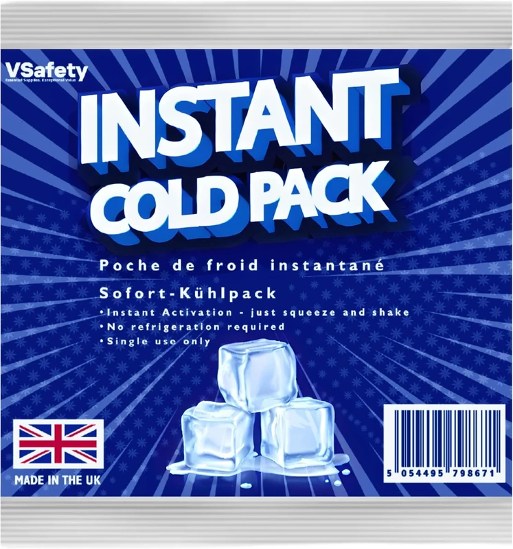 VSafety Instant Ice Packs – Cold Compress for Cooling – Squeeze-Activated Cooling Blocks Without Refrigeration – Portable Ice Pack for Cool Bags, Food & Drinks – Travel Size, 100 Count