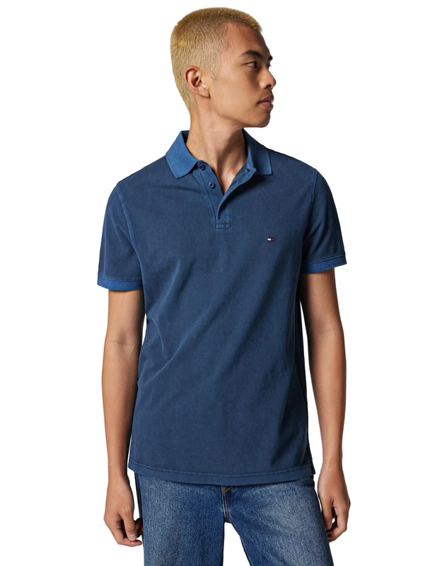 Tommy Hilfiger Men's Garment Dye Reg Polo Mw0mw34757 Garment DYE REG Polo, Blue (Night Sky), L