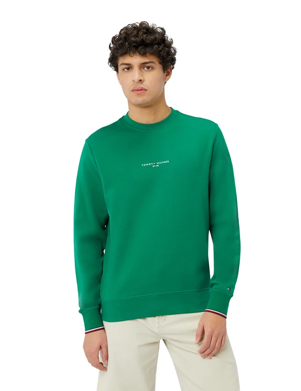Tommy Hilfiger Men's Wcc Tommy Logo Tipped Crewneck Mw0mw33640 WCC TOMMY LOGO TIPPED CREWNECK, Green (Nouveau Green), XL