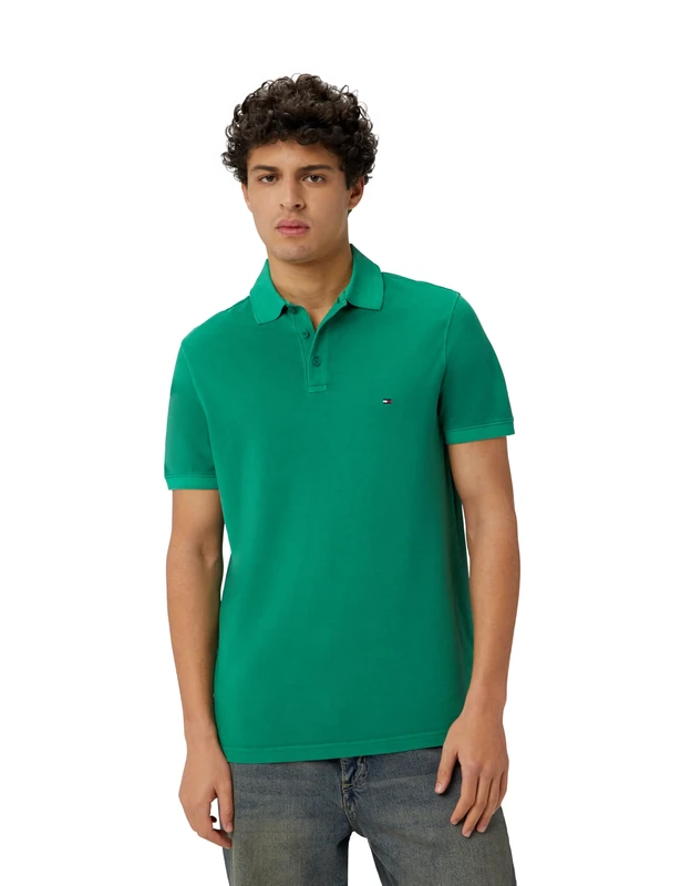 Tommy Hilfiger Men's Garment DYE REG Polo MW0MW34757, Green, M