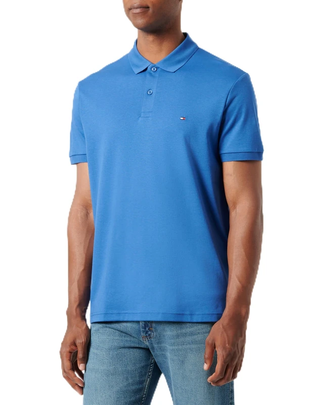 Tommy Hilfiger Men's Liquid Cotton Essential Reg Polo Mw0mw35585 Liquid Cotton Essential REG Polo, Blue (Monochrome Blue), L