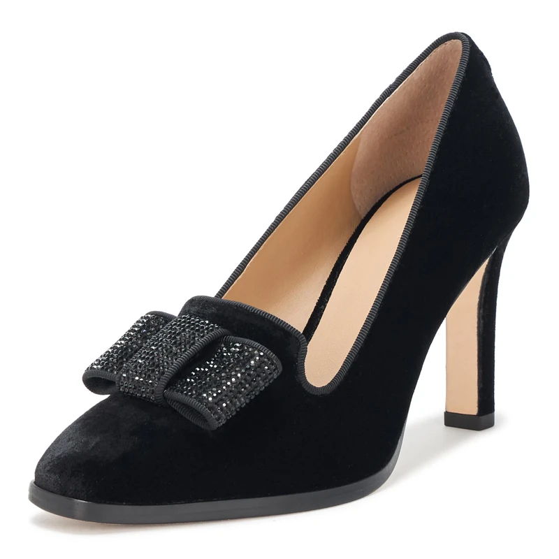 Lauren Ralph Lauren Women's Corah Velvet Pump, Black/Jet Stones, 8 UK