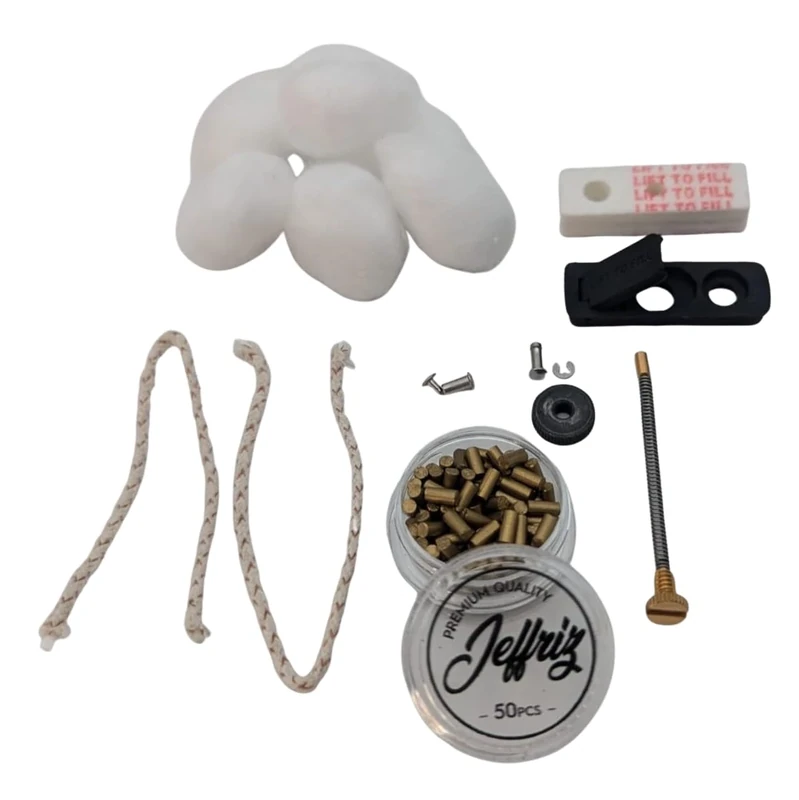 Maintenance and Repair Kit for Zippo | Cotton Wadding Refills Wicks | Jeffriz Lighter Flints | Spring Rivet Pins Ignition Wheel & Leak Seal | Replacement Parts Accessories (17 pcs)