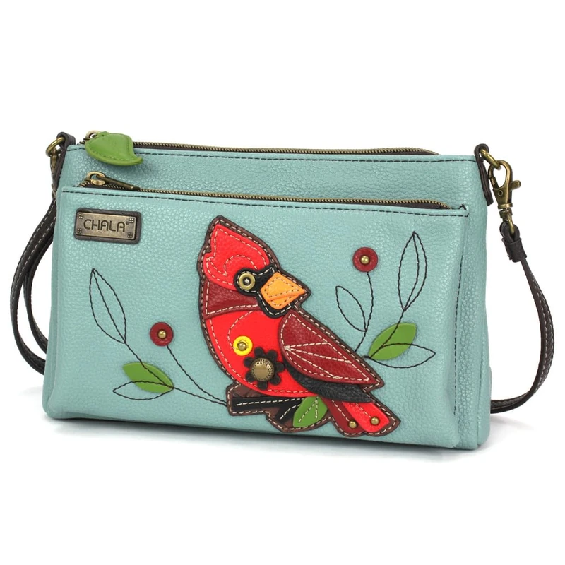 CHALA RFID Protected Vegan Leather Deluxe Crossbody Bag with Adjustable Straps, Cardinal - Blue, One Size