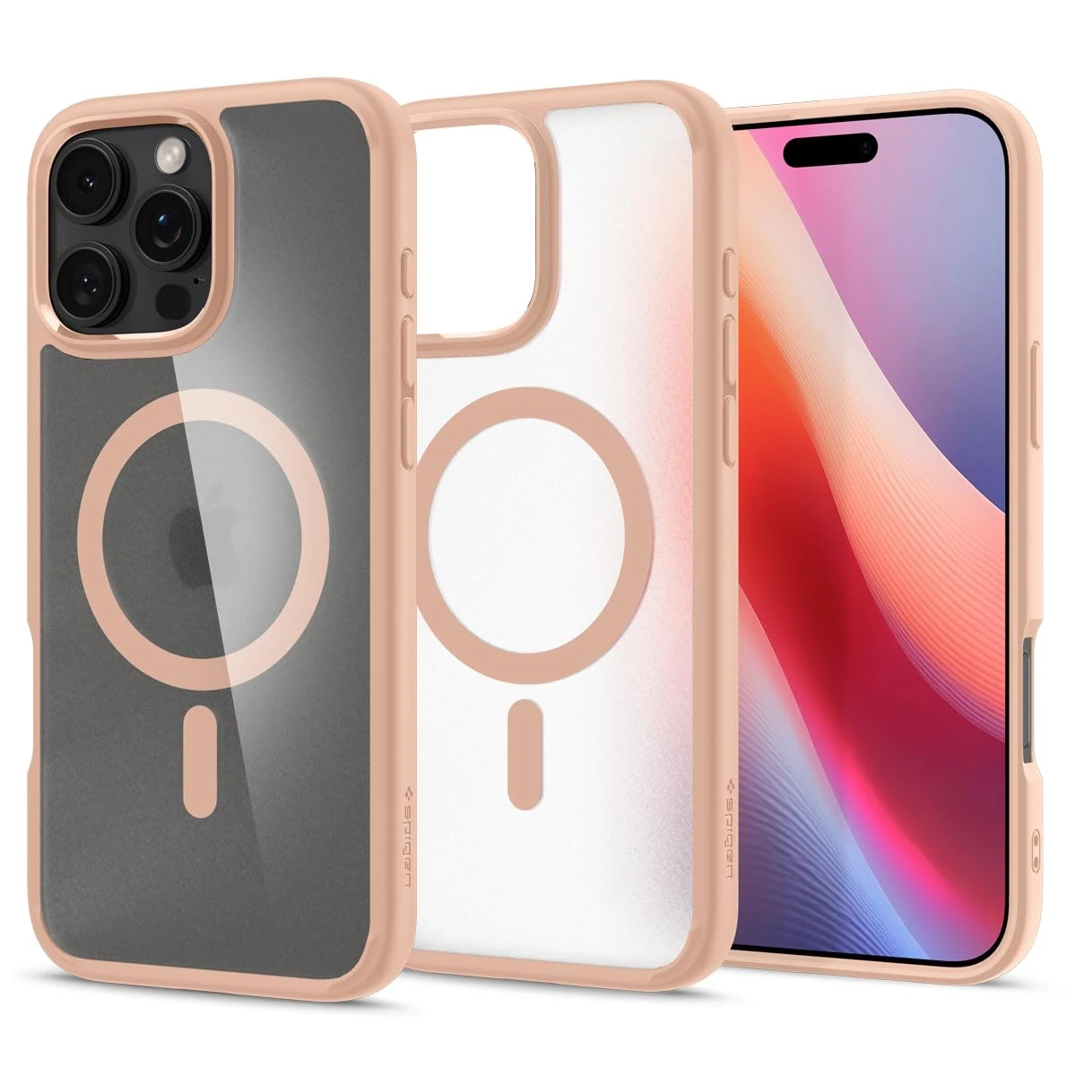 Spigen Ultra Hybrid MagFit Case for iPhone 16 Pro, Compatible with MagSafe Accessories [Anti-Yellowing] [Military-Grade Drop Protection] - Frost Rose Titanium