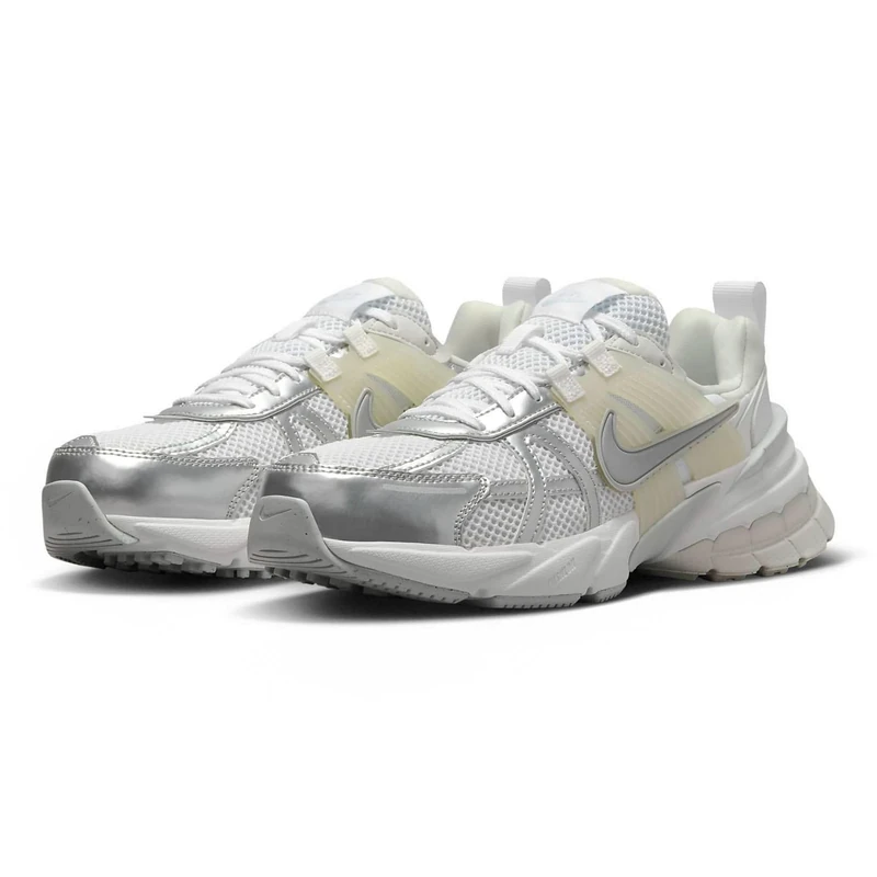 NIKE Women's W V2k Run Sneaker, White Metallic Silver Platinum Tint, 4 UK