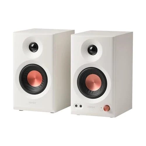 Edifier MR3 Studio Monitor Speaker, Bluetooth, 36W High Resolution App, 3.5mm RCA/AUX Input, Headphone Jack Output 52Hz-40kHz, White