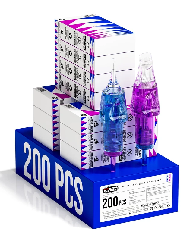 CNC Tattoo Cartridge Mixed Needles 200pcs Needle with Membrane RL RS RM Mixed Cartridges for Tattooing Supplies EN04B-200KIT-A