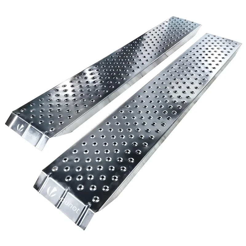 VOUNOT® Loading Ramps, Set of 2 Heavy Duty Steel Ramps, for Van, Lawnmower, ATV, Quad Motorcycle, Capacity 400 kg, 160 x 23 x 5 cm