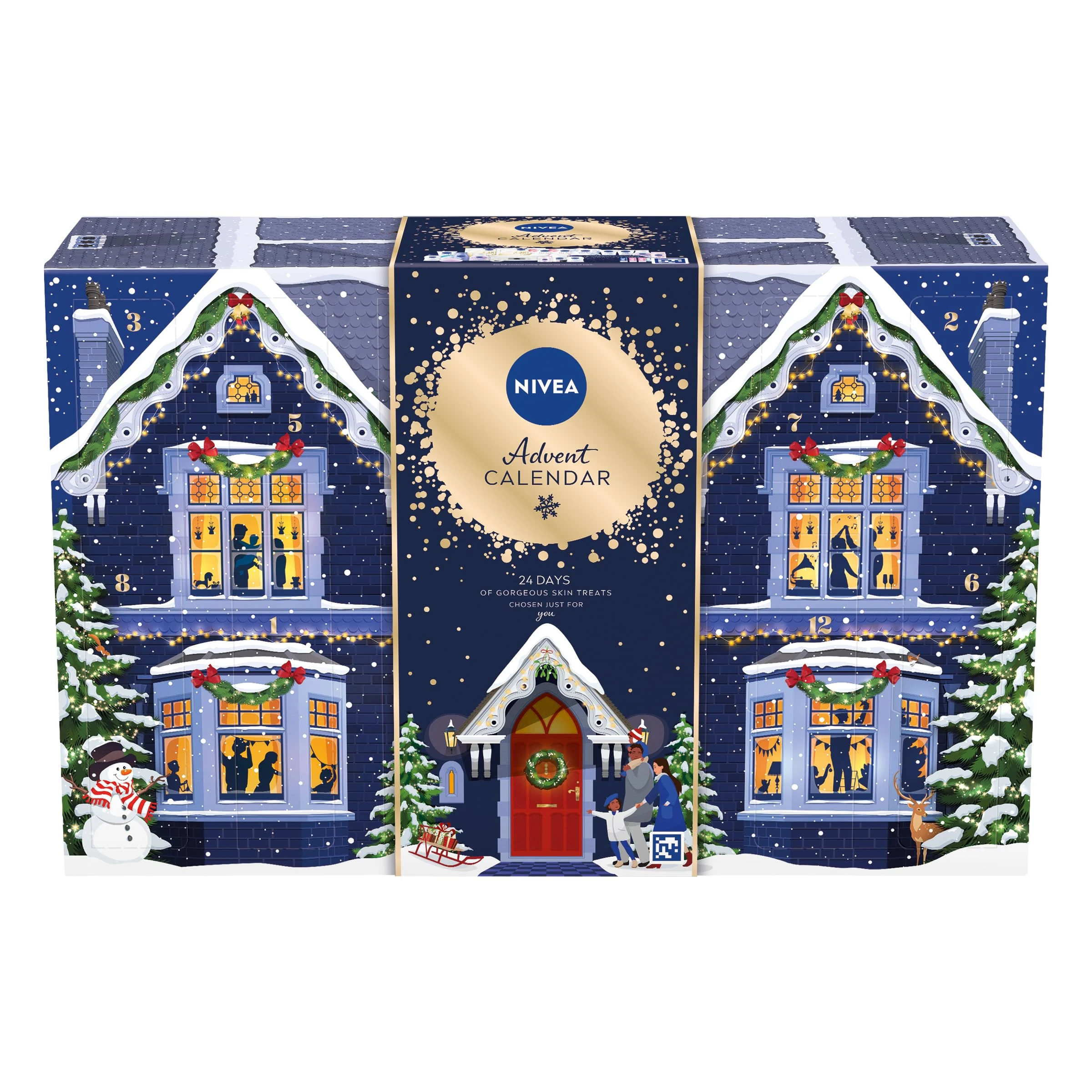 NIVEA Advent Calendar 2024, Women's Gift Set Includes Moisturiser, Face Masks, Lip Balms, Body Cream, Shower Gel, Anti-Perspirant, and More, Complete Skincare Set