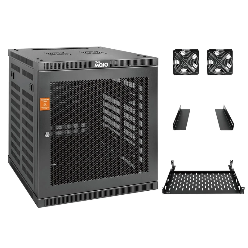 Tecmojo 12U Wall Mount Rack Cabinet, Heavy-Duty 176 Lbs High Load Capacity, 19” Enclosed Server Network Rack with Mesh Door, 17.7” Deep – Elite Collection