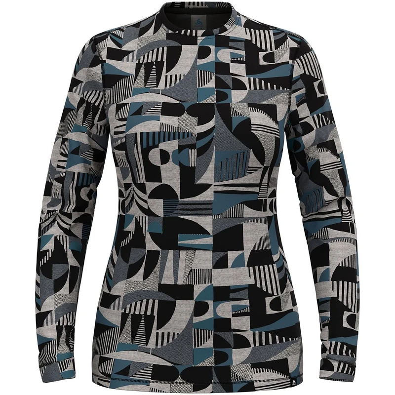 Odlo Girl's Thermounterwäsche Heritage I Merino Unterwäsche Damen I Langarm Thermoshirt Shirt, Provincial Blue-Black, S