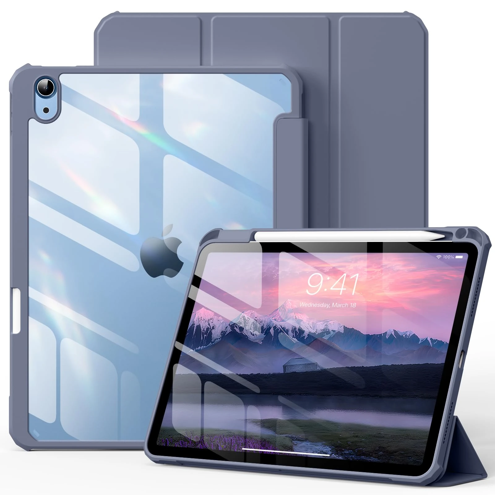 KVTVOU Clear Case for iPad A16 11th Generation 2025 / iPad 10th Generation 2022 10.9 Inch, Clear Hard PC Back, TPU Anti-drop Corners, Slim Shockproof Cover, Auto Wake/Sleep, Purple