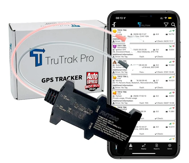 TruTrak Pro 4G - FMT200 4G GPS Tracker - Real Time Vehicle Tracker - 12 Months Bundle, Van, Caravan, Motorhome, Tractor, Bus & Car Tracker - Pay As You Go, 12-24V Self Install Inc SIM & Data