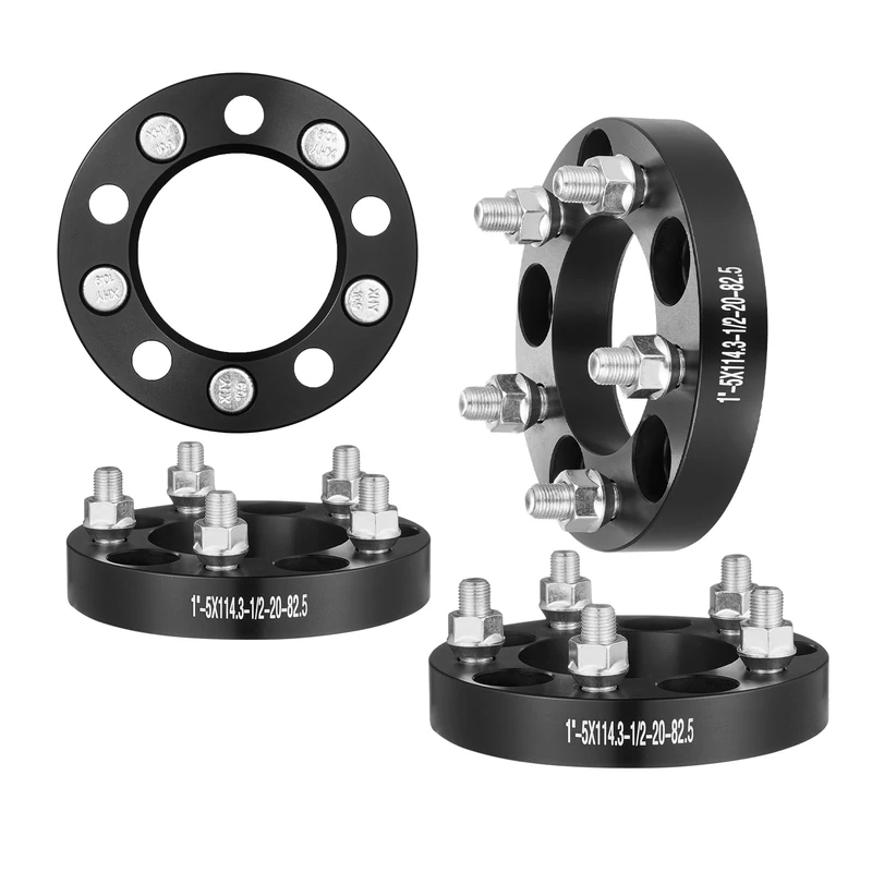 VEVOR Wheel Spacers, 1" 5x4.5" Wheel Adapters, 5 Lug Forged Spacer, 82.5 mm Bore Hubcentric 1/2"-20 Studs, Fit for 1984-2013 Jeep and Ford, 4 PCS Black