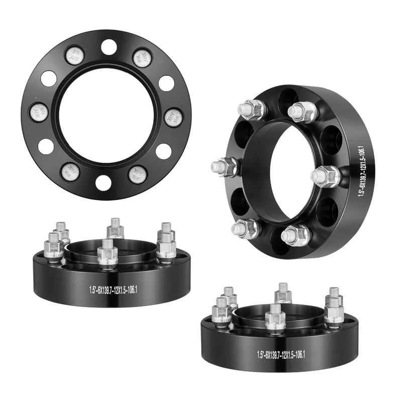 VEVOR Wheel Spacers, 1.5" 6"x5.5" Wheel Adapters, 6 Lug Forged Spacer, 106.1 mm Bore Hubcentric M12 x1.5 Studs Spacers, Fit for 1996-2022 Toyota and Lexus, 4 PCS Black