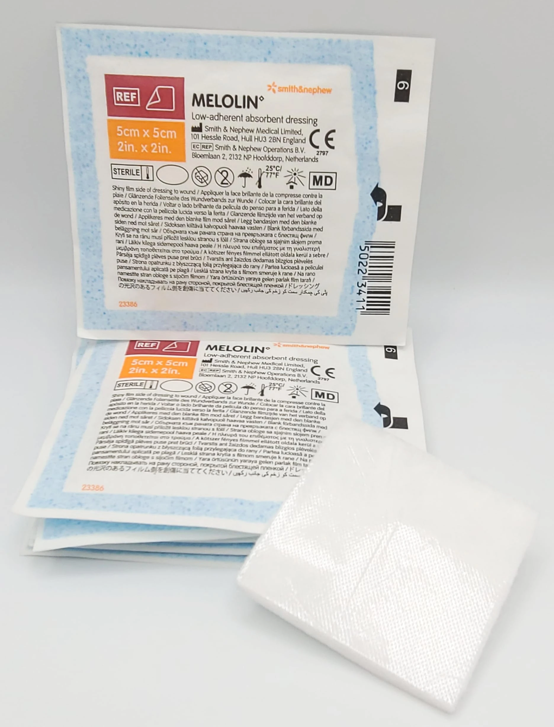 MELOLIN Sterile Non-Adherent Dressings - Qty 10, Individual Packs, Available in S, M/L, & XL, Ideal for Wound Care, Non-Stick Gauze (Small Wound, 5cm x 5cm)